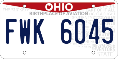 OH license plate FWK6045