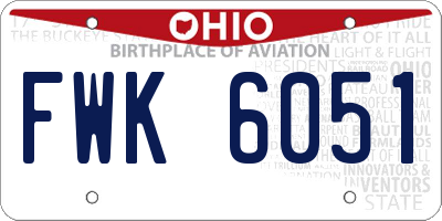 OH license plate FWK6051