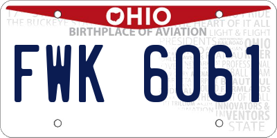 OH license plate FWK6061