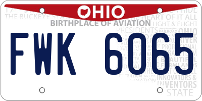 OH license plate FWK6065