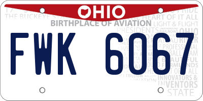 OH license plate FWK6067