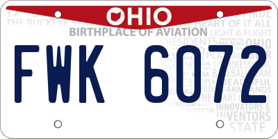 OH license plate FWK6072