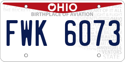OH license plate FWK6073