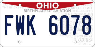 OH license plate FWK6078