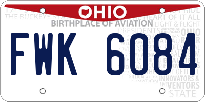 OH license plate FWK6084
