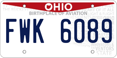 OH license plate FWK6089