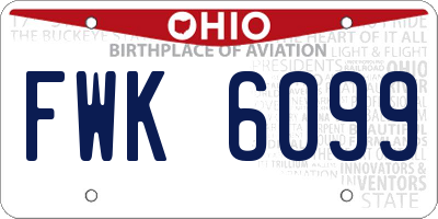 OH license plate FWK6099