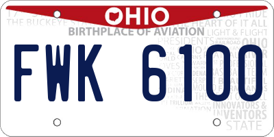OH license plate FWK6100