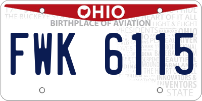 OH license plate FWK6115