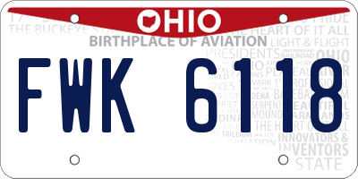 OH license plate FWK6118