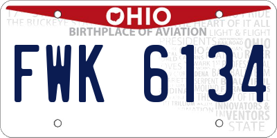 OH license plate FWK6134