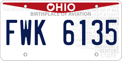 OH license plate FWK6135