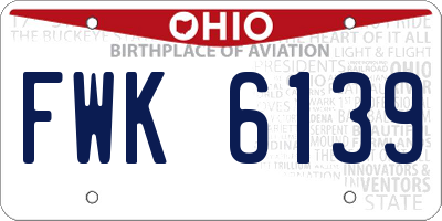 OH license plate FWK6139
