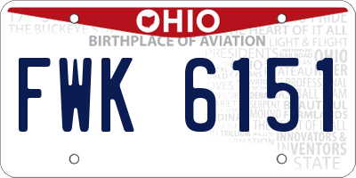 OH license plate FWK6151
