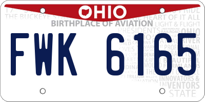 OH license plate FWK6165