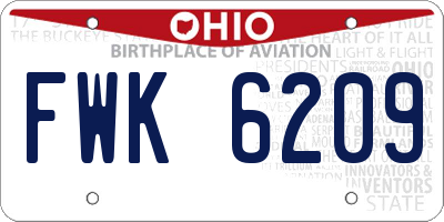 OH license plate FWK6209