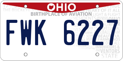 OH license plate FWK6227