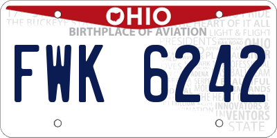 OH license plate FWK6242