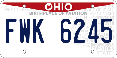 OH license plate FWK6245