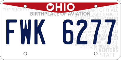 OH license plate FWK6277