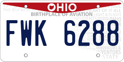 OH license plate FWK6288