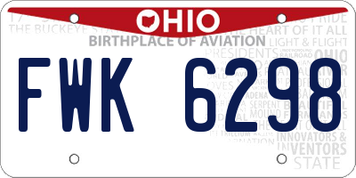 OH license plate FWK6298
