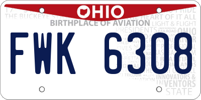 OH license plate FWK6308