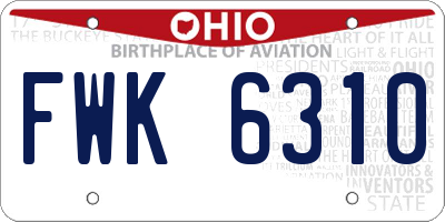 OH license plate FWK6310