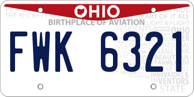 OH license plate FWK6321