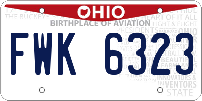 OH license plate FWK6323