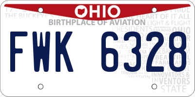 OH license plate FWK6328