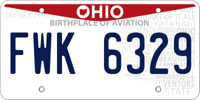 OH license plate FWK6329