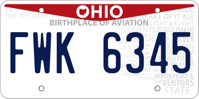 OH license plate FWK6345