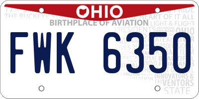 OH license plate FWK6350