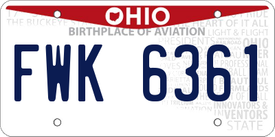 OH license plate FWK6361