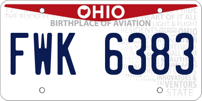 OH license plate FWK6383