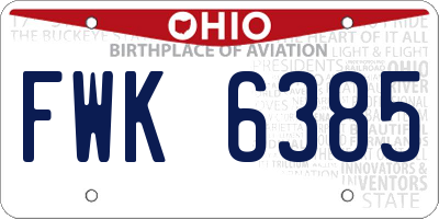 OH license plate FWK6385