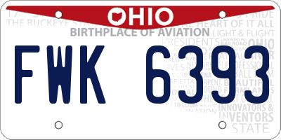 OH license plate FWK6393