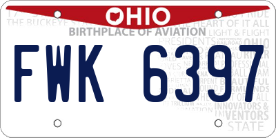 OH license plate FWK6397