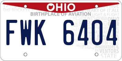 OH license plate FWK6404