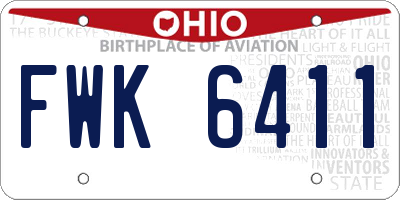 OH license plate FWK6411
