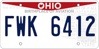 OH license plate FWK6412