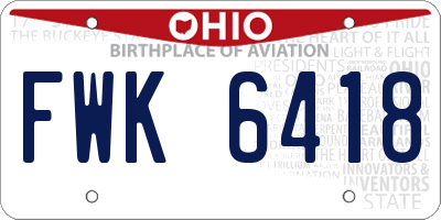 OH license plate FWK6418