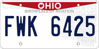 OH license plate FWK6425