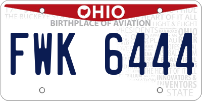 OH license plate FWK6444