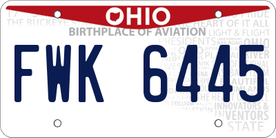 OH license plate FWK6445