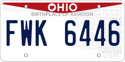 OH license plate FWK6446