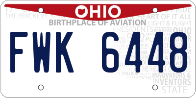 OH license plate FWK6448