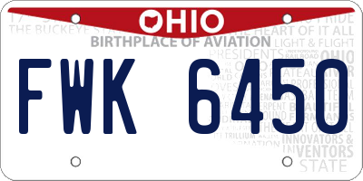 OH license plate FWK6450