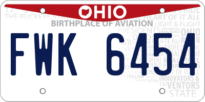 OH license plate FWK6454